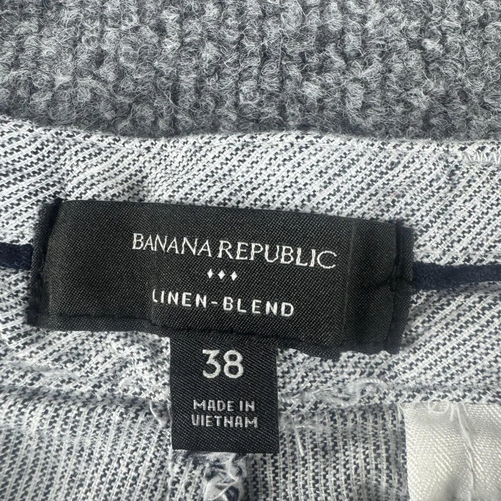 Banana Republic Shorts Mens 38 Gray Linen Blend Stripe Chino Pockets Summer